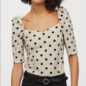Polka dot puff sleeve top